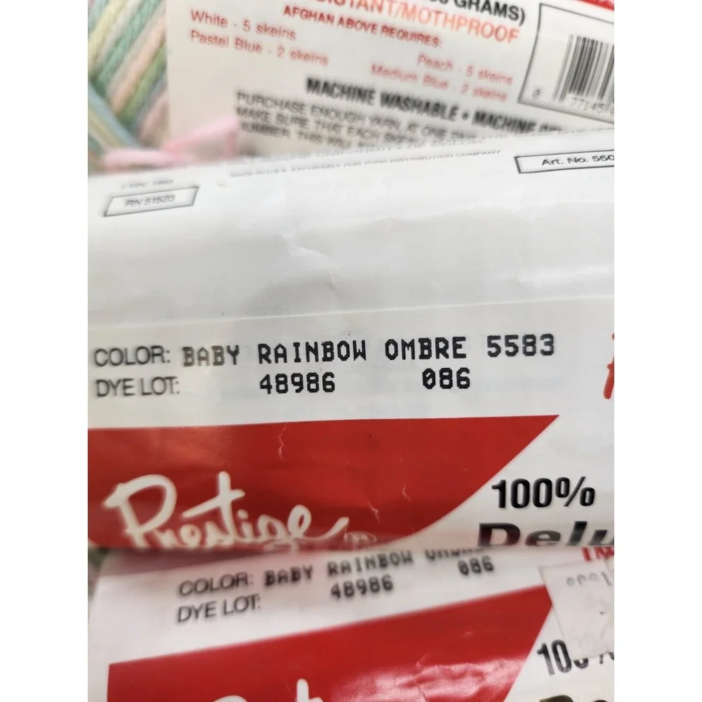Vintage Prestige 100% Deluxe Acrylic Baby Rainbow Ombre Yarn 6 Skeins